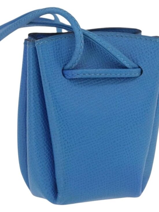 Hermes Handbags - HERMES Vespa Pouch Leather Blue Auth 170911